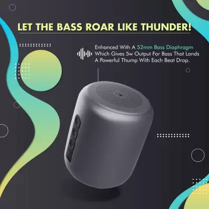 Wings WL-THUNDER-GREY 5 W Bluetooth Speaker (Grey, Black, Mono Channel) Wings WL-THUNDER-GREY 5 W Bluetooth Speaker (Grey, Black, Mono Channel)